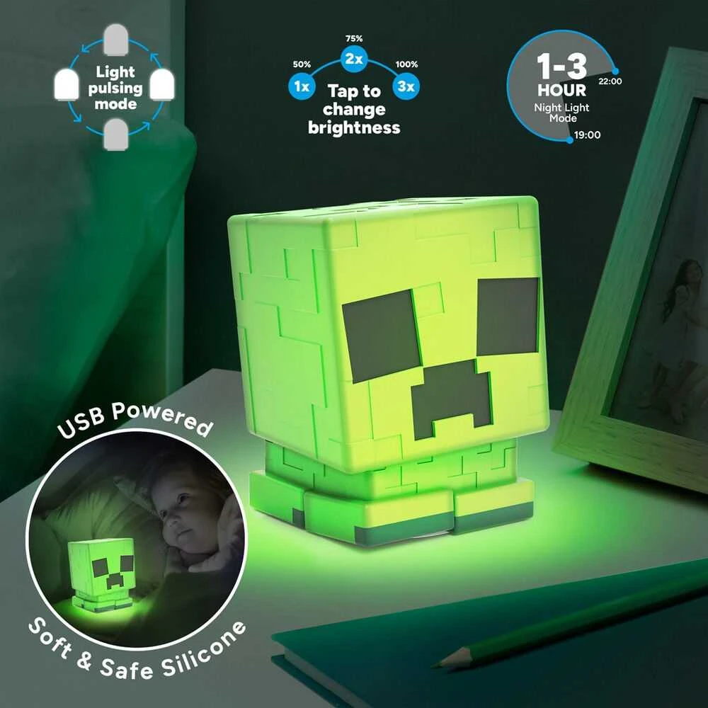 Paladone Minecraft Creeper SquishyGlo Silicone Įkraunama Lempa
