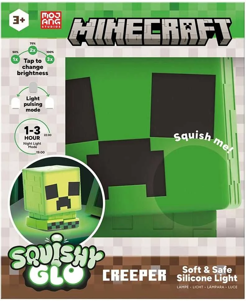 Paladone Minecraft Creeper SquishyGlo Silicone Įkraunama Lempa