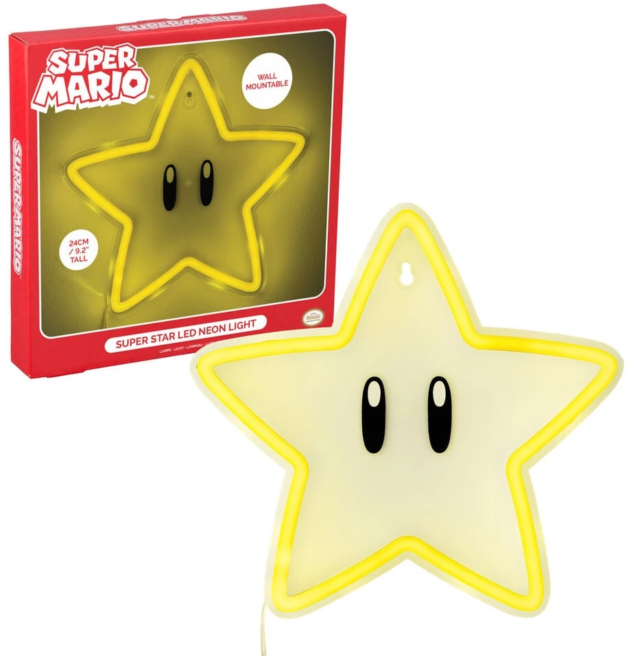 Paladone Super Mario Super Star Neon lempa (pakabinama ant sienos) | 24 cm