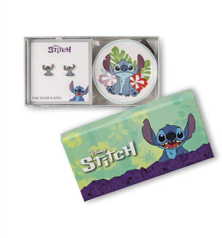 Peers Hardy Disney Stitch earrings + jewellery plate