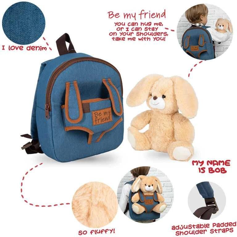 Perletti Bob Bunny backpack with plush toy 26cm