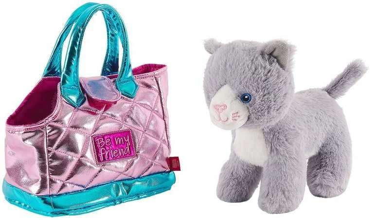 Perletti Hand bag + plush pink Coco gat 28cm