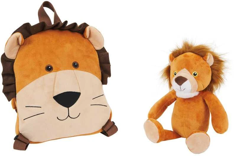 Perletti Lenny Lion reversible backpack with plush toy 25cm