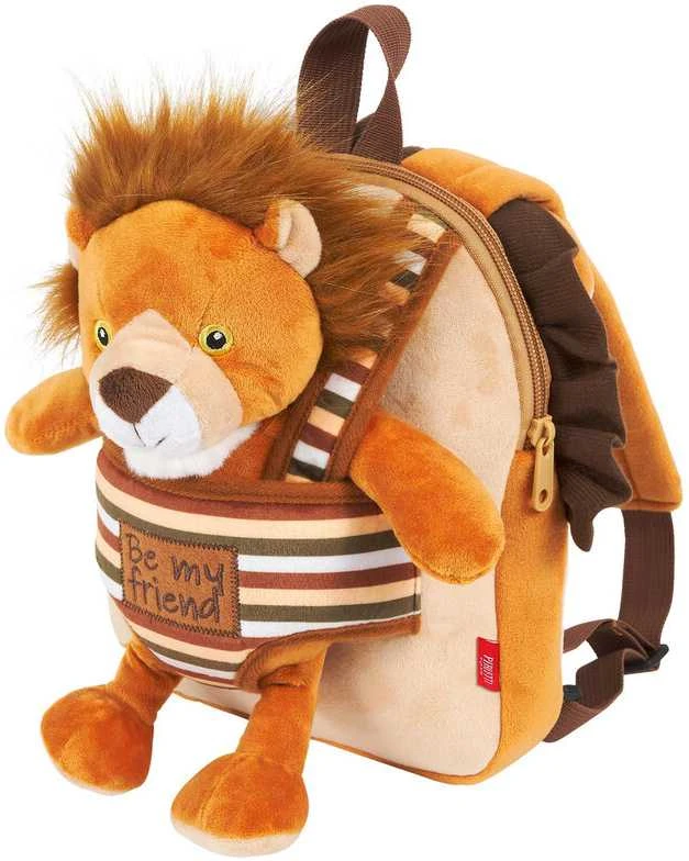 Perletti Lenny Lion reversible backpack with plush toy 25cm