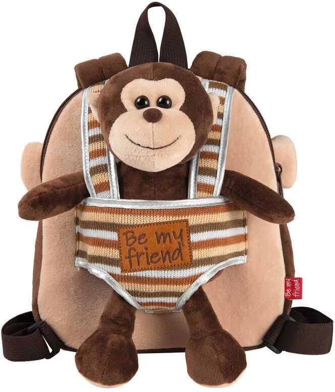 Perletti Max Monkey reversible backpack with plush toy 25cm