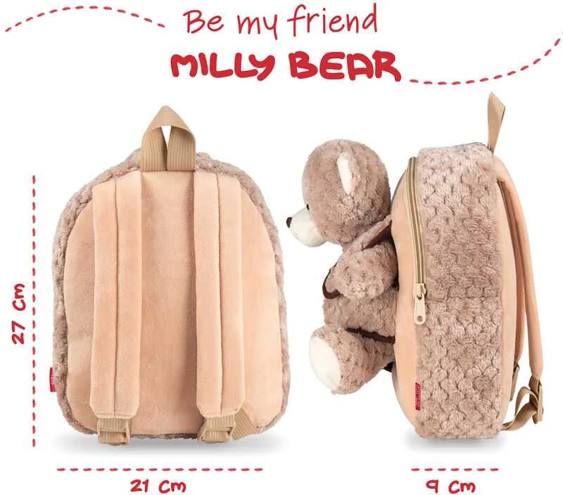 Perletti Milly Bear backpack with plush toy 26cm