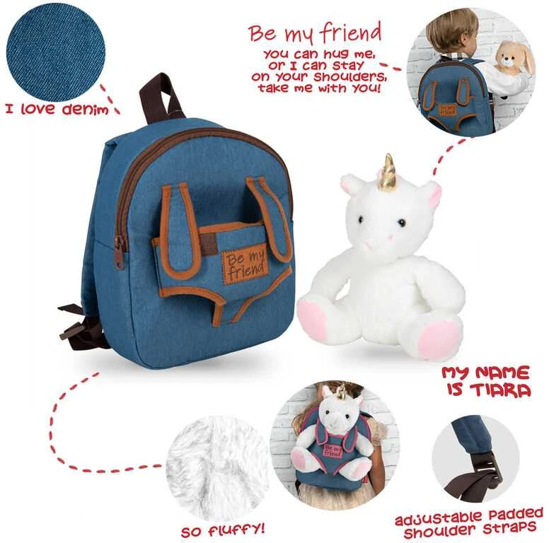 Perletti Tiara Unicorn backpack with plush toy 26cm