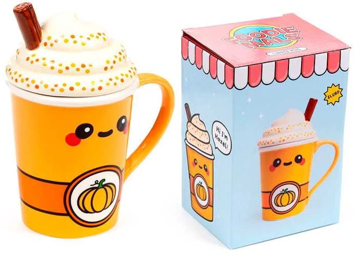 Puckator Foodiemals Latte pumpkin mug with lid 325ml