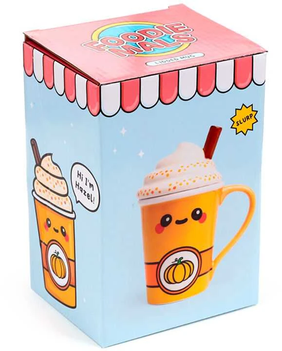 Puckator Foodiemals Latte pumpkin mug with lid 325ml