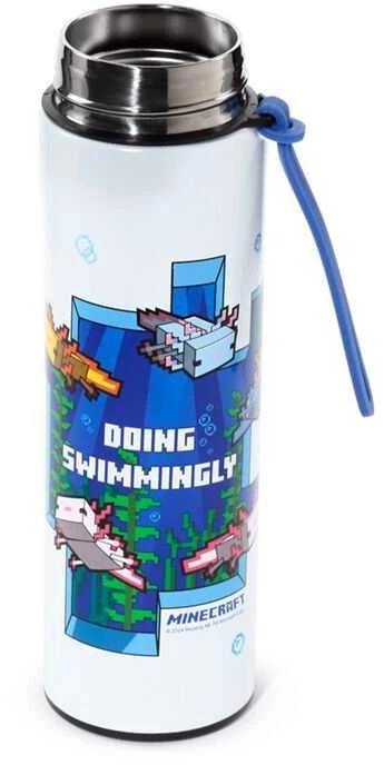 Puckator Minecraft Axolotl thermos stainless steel bottle thermometer 450ml
