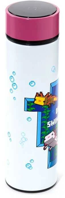 Puckator Minecraft Axolotl thermos stainless steel bottle thermometer 450ml