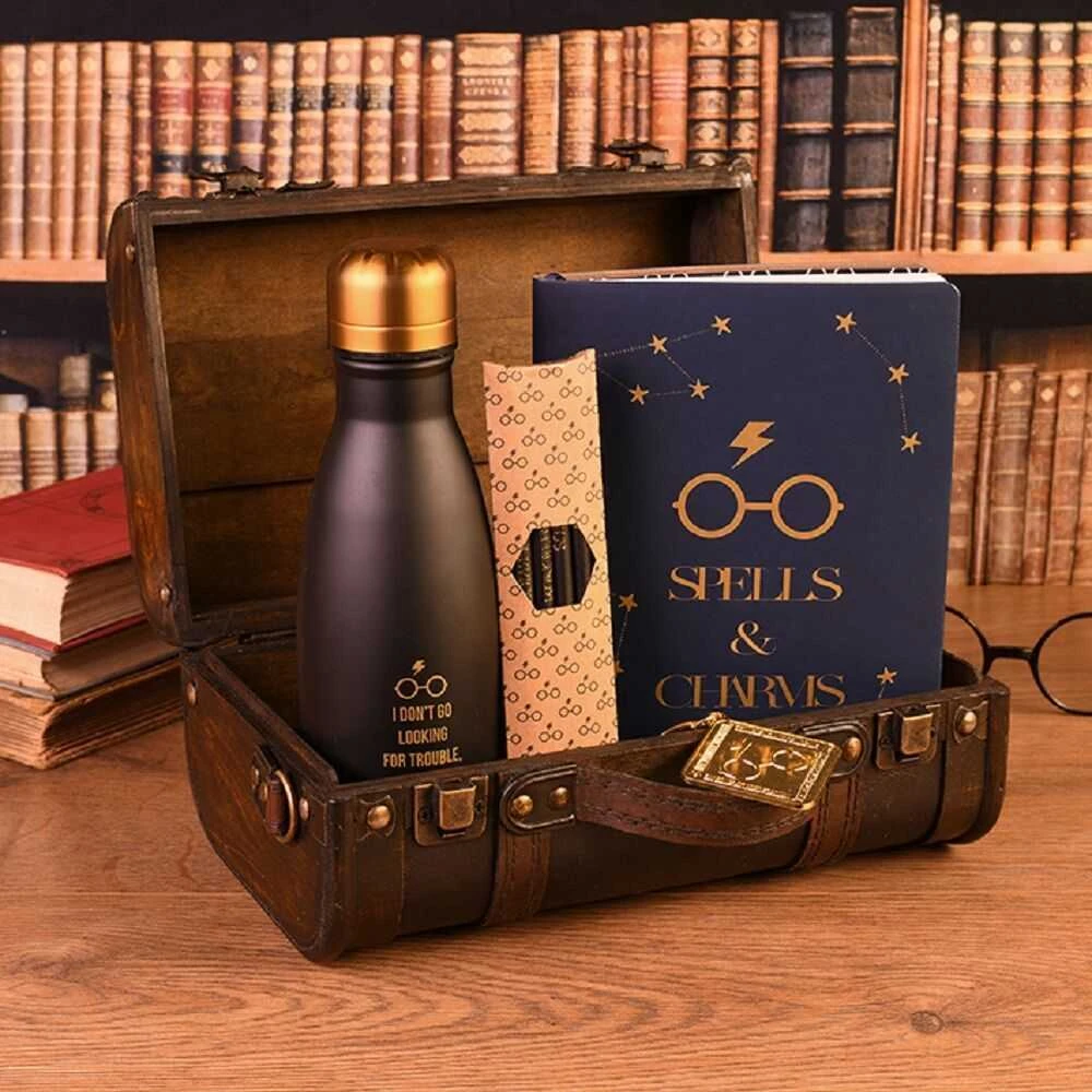 Pyramid Harry Potter Trouble Finds Me puodelio, užrašų knygutės, pieštukų ir raktų pakabuko dovanų rinkinys