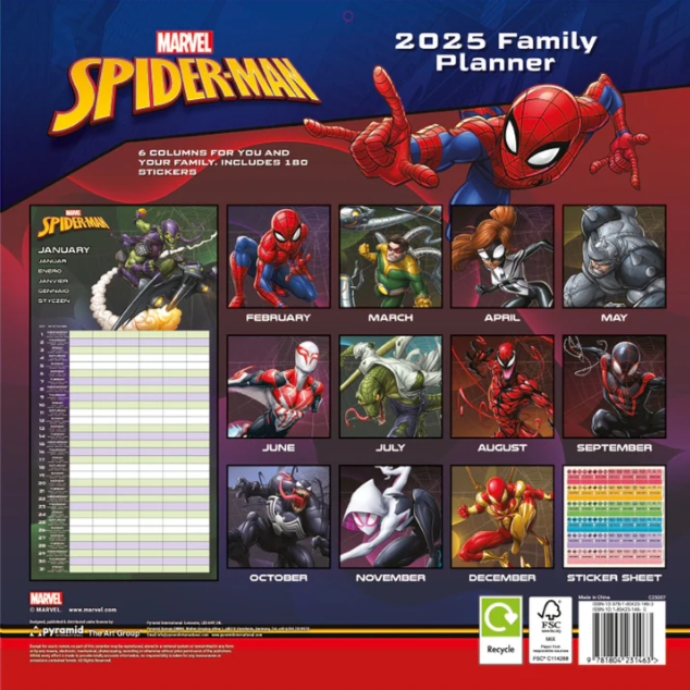 KNYGA Bookshop Spider-Man 2025 Family Planner Calendar