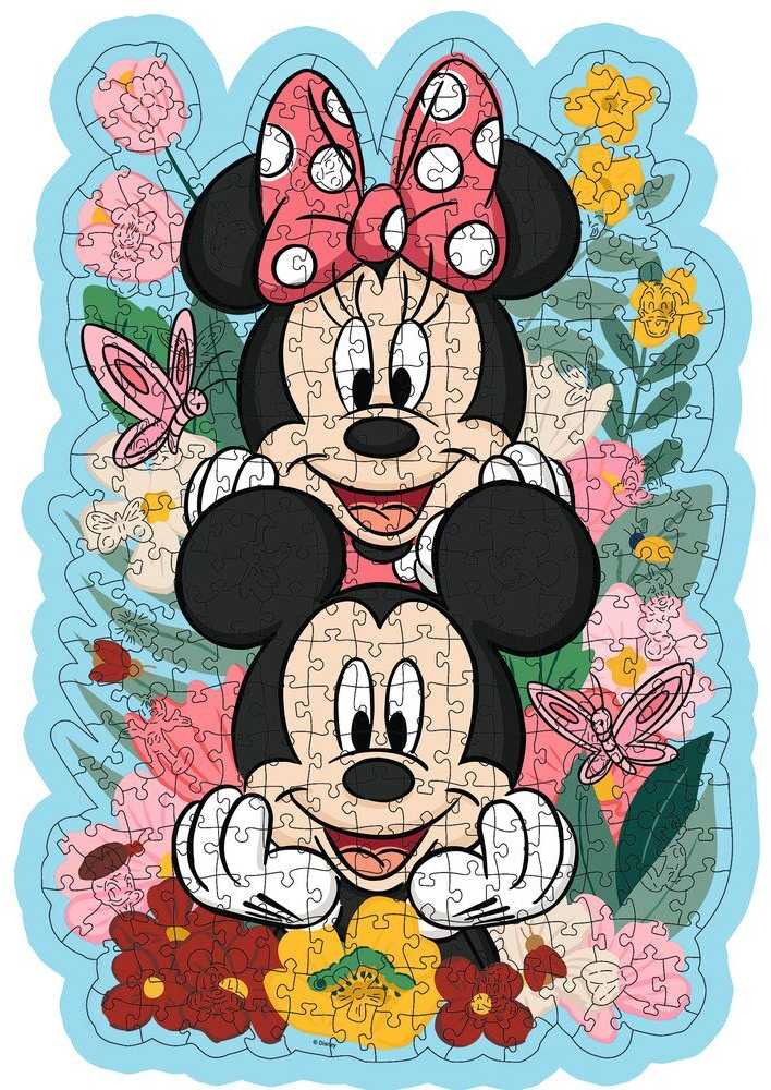 Ravensburger Medinė dėlionė 300 detalių Mickey ir Minnie Disney