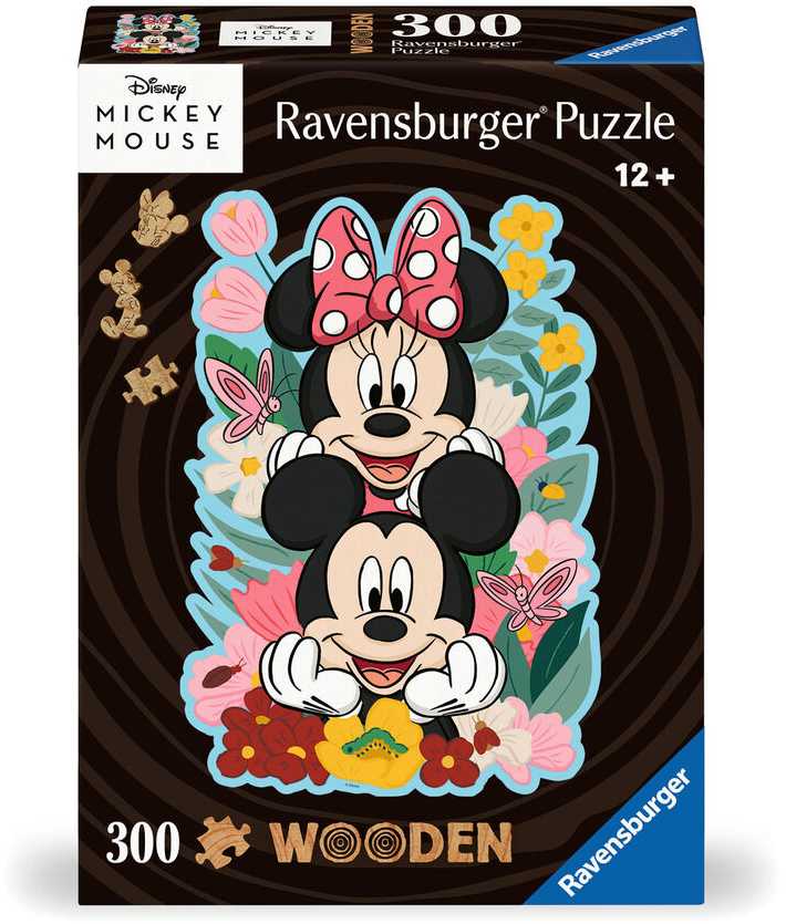 Ravensburger Medinė dėlionė 300 detalių Mickey ir Minnie Disney