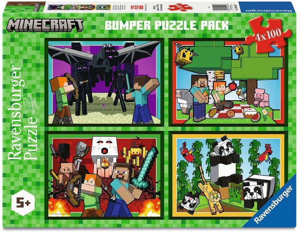 Ravensburger dėlionė 400 vienetų Minecraft Adventures 4x100