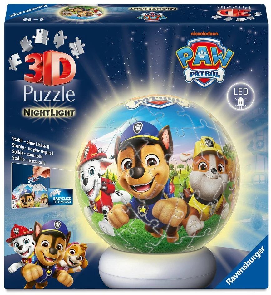 Ravensburger 3D dėlionė naktinė lempa Paw Patrol su Chase ir Skye