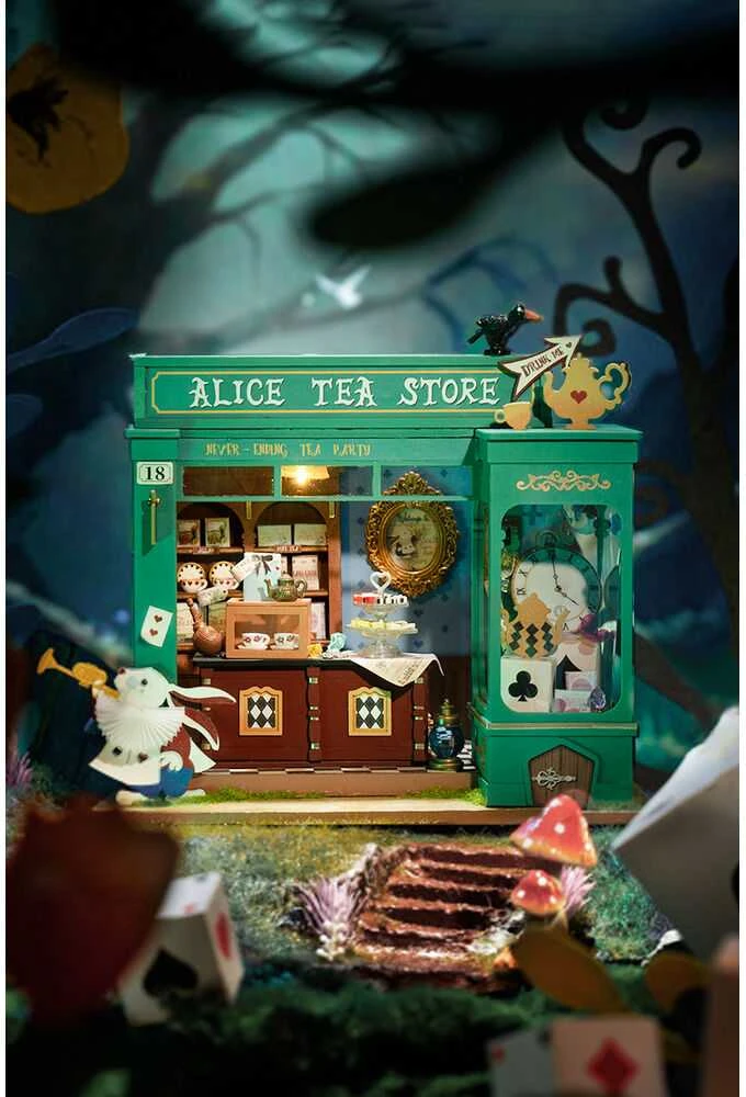 Robotime Mini namas 3D konstruktorius Alice's Tea Store