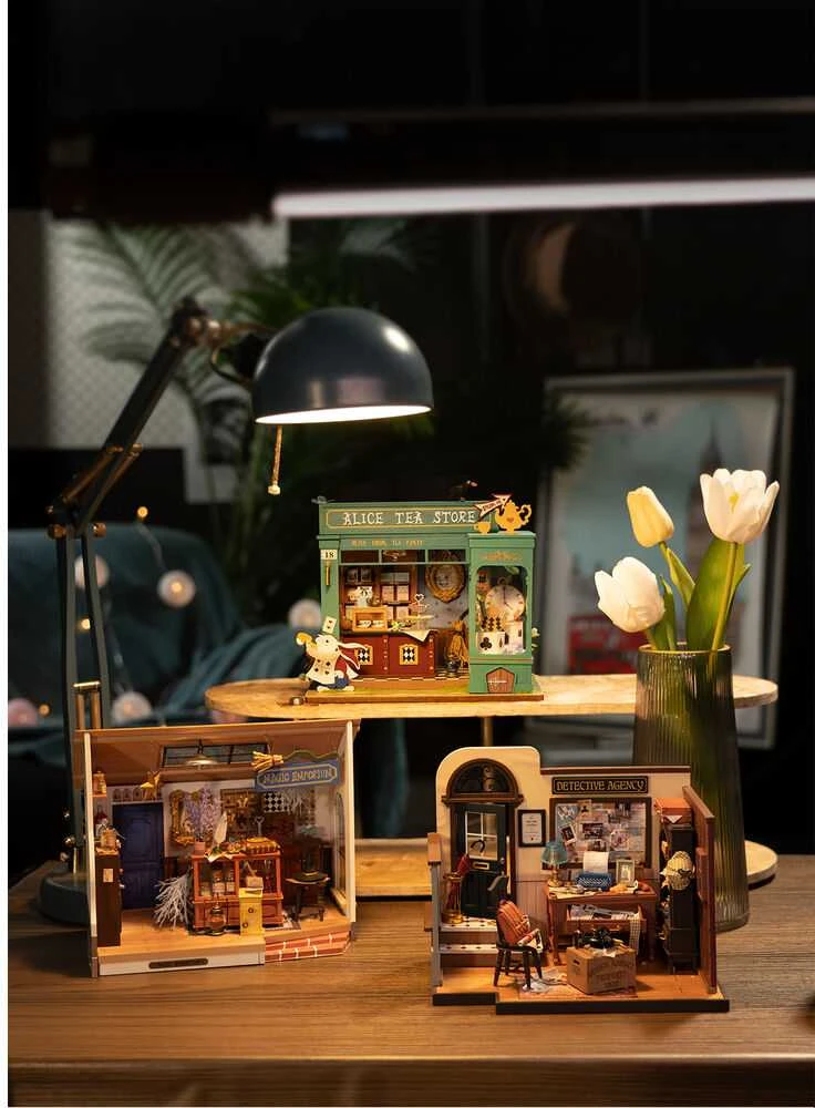 Robotime Mini namas 3D konstruktorius Alice's Tea Store