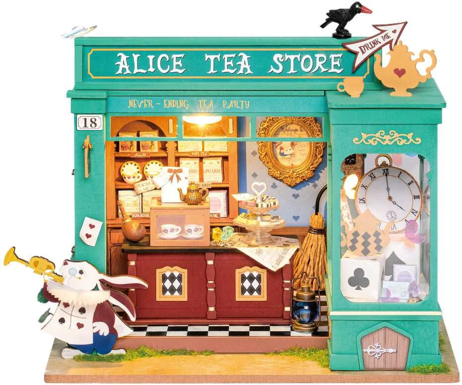 Robotime Mini namas 3D konstruktorius Alice's Tea Store