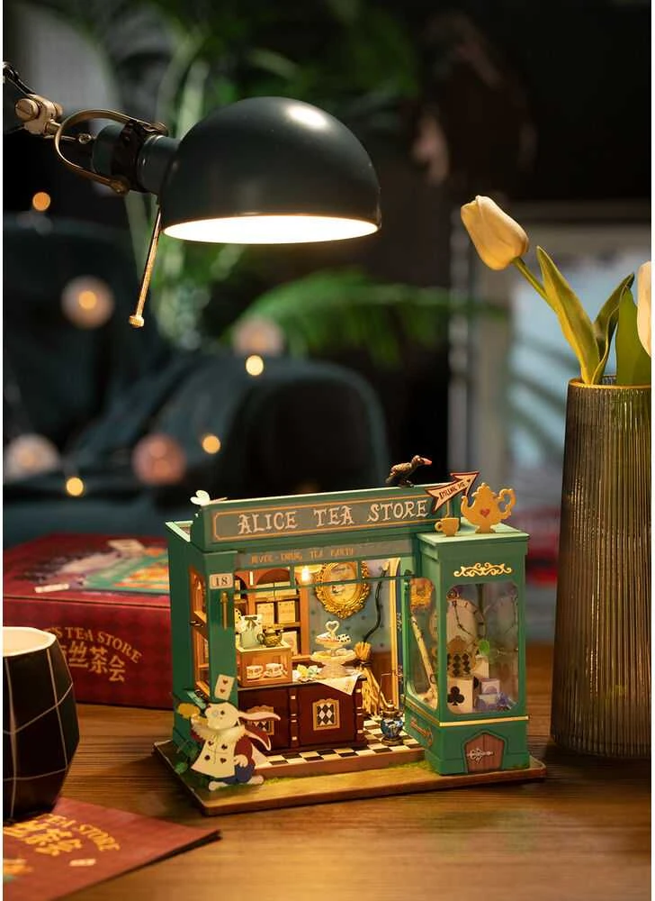 Robotime Mini namas 3D konstruktorius Alice's Tea Store