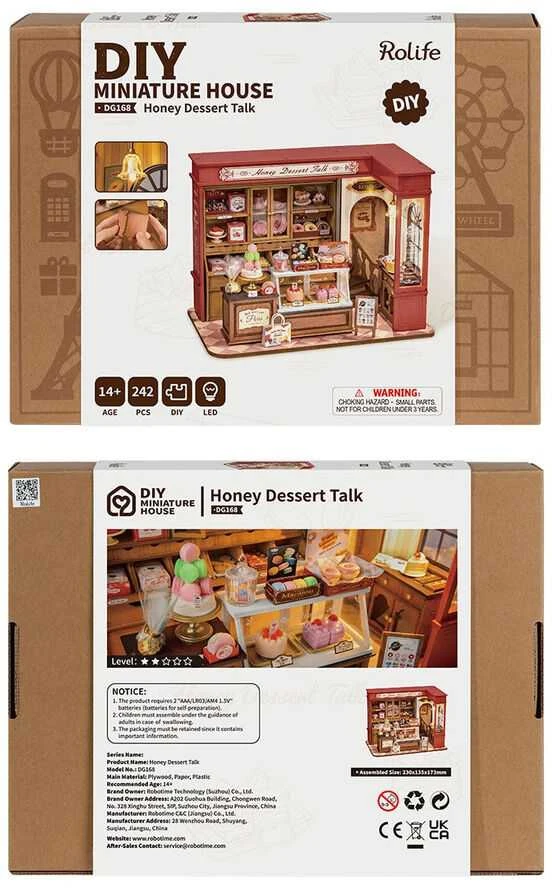 Robotime Mini namas 3D konstruktorius Rolife Honey Dessert Talk