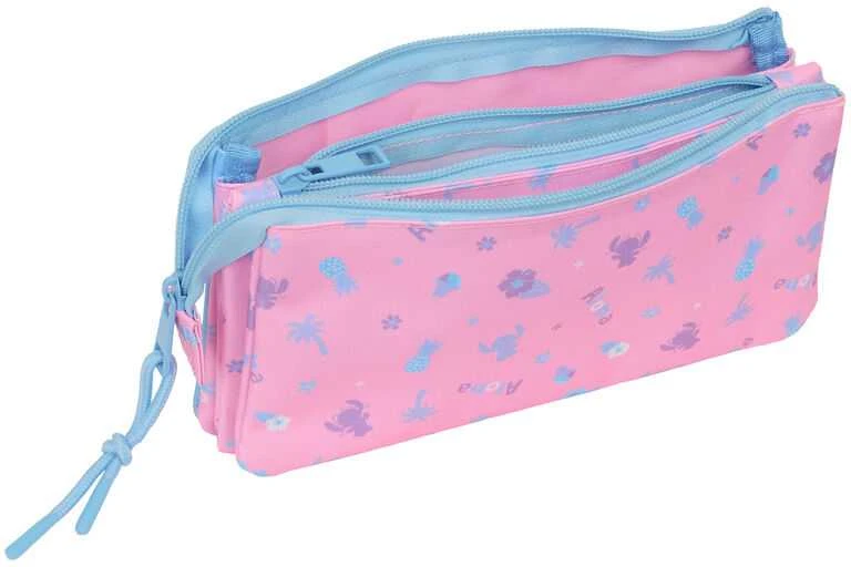 Stitch rožinis trijų skyrių penalas