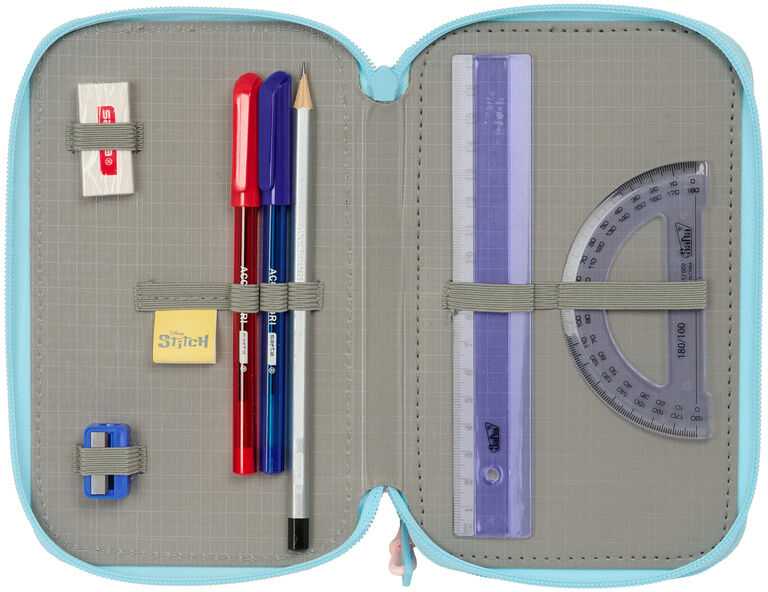 Safta Disney Stitch Ohana triple pencil case 37pcs