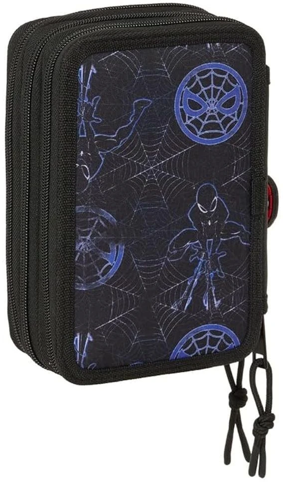 Safta Mokyklinis penalas su priedais Spider-Man Attack Juoda 12,5 x 19,5 x 5,5 cm 37 Dalys