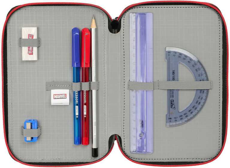 Safta Marvel Spiderman Miles Morales triple pencil case 37pcs