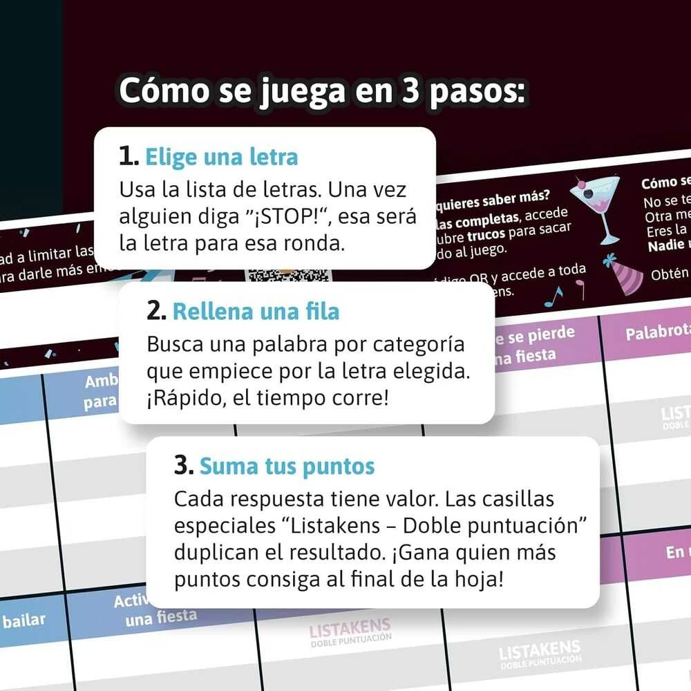 Sd Games Spanish Listos Listas y Listakens Party board game
