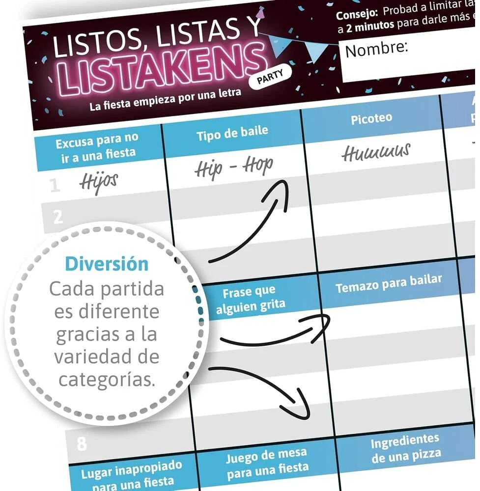Sd Games Spanish Listos Listas y Listakens Party board game