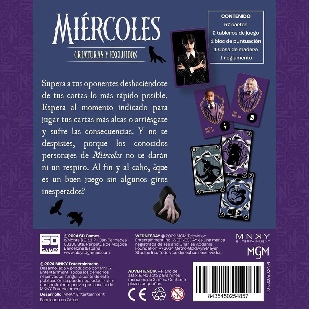 Sd Games Spanish Wednesday Creatures and Excluded card game