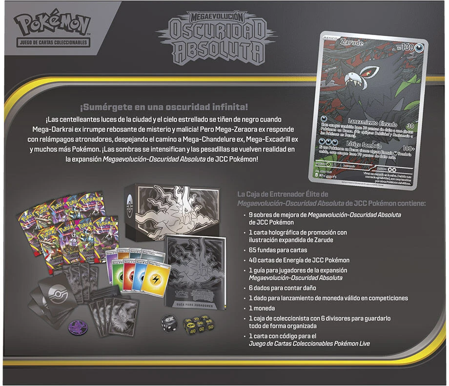 Spanish Pokemon Pitch Juodas Mega Evolution Expansion Elite Trainer Card game case