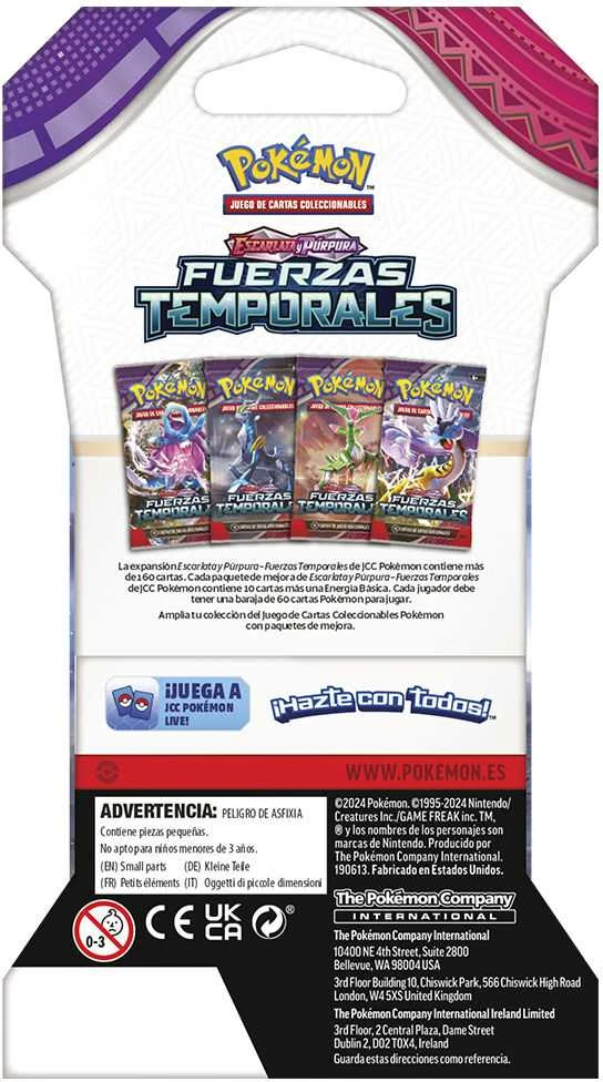 Spanish Pokemon Scarlet & Violetinė Temporary Forces collectible card game envelope