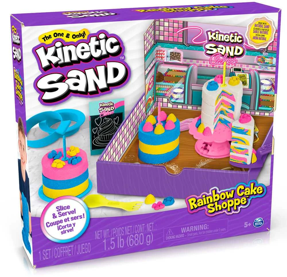 Spin Master Kinetic Sand Kinetic Sand Rainbow Cake Shoppe Rinkinys Konditerijos pyragai Tortai + priedai