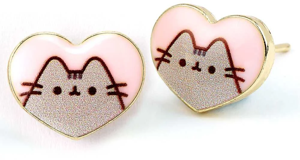Pusheen Klasikiniai širdies formos auskarai