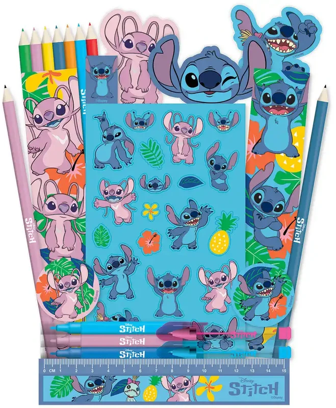 Stitch kanceliarinis rinkinys su lipdukais ir pieštukais