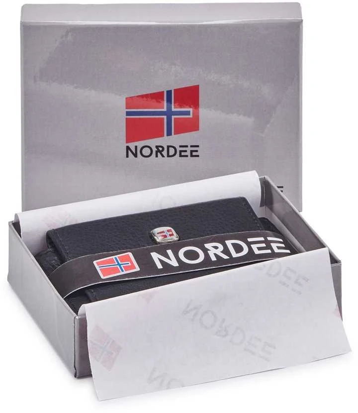 Natūralios odos vyriška piniginė RFID Nordee GW-5617, juoda