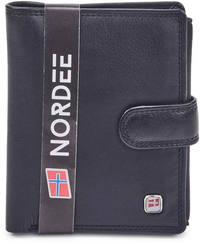 Natūralios odos vyriška piniginė RFID Nordee GW-02, juoda
