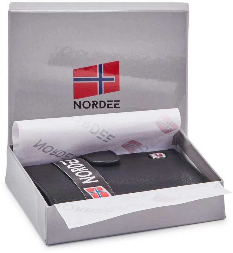 Natūralios odos vyriška piniginė RFID Nordee GW-5808, juoda