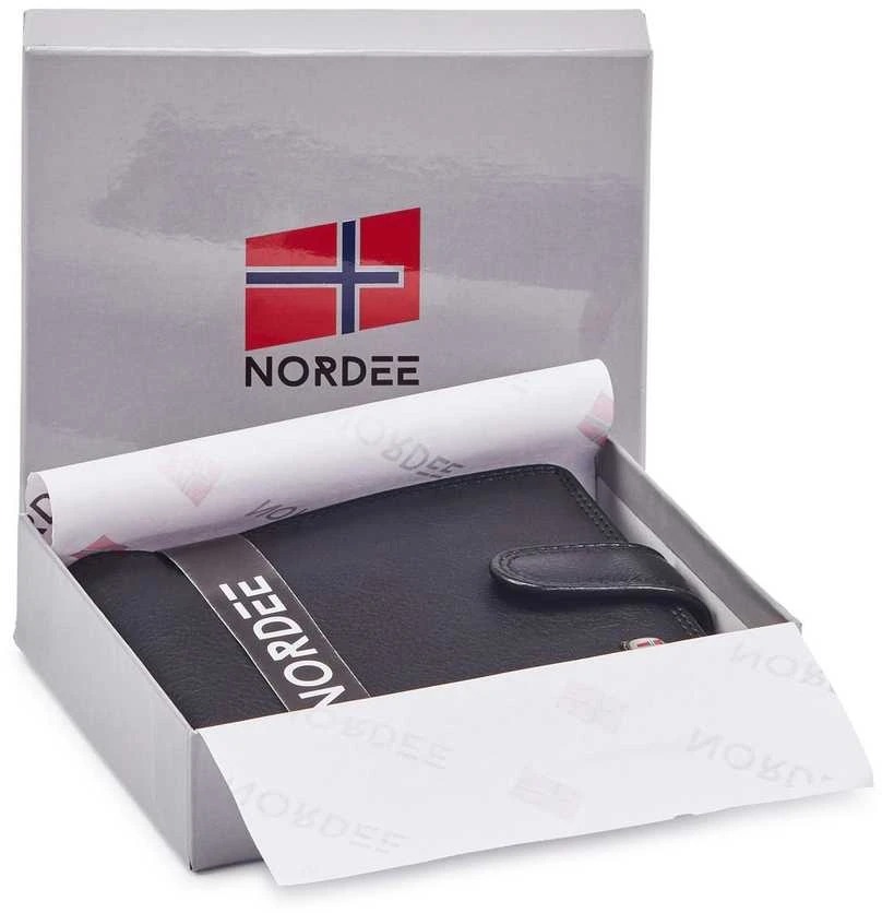 Natūralios odos vyriška piniginė RFID Nordee GW-11, juoda
