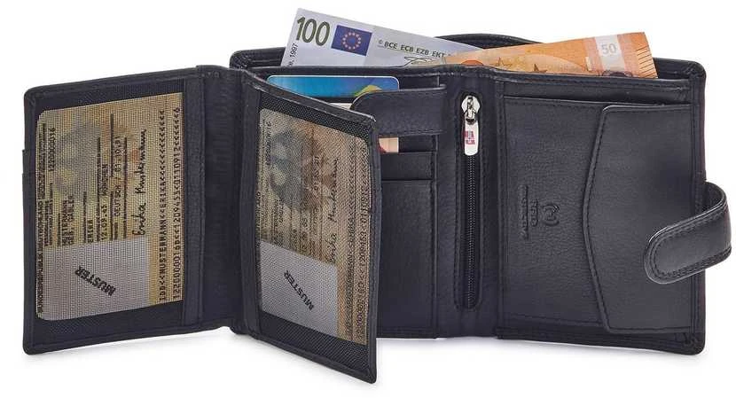 Natūralios odos vyriška piniginė RFID Nordee GW-02, juoda