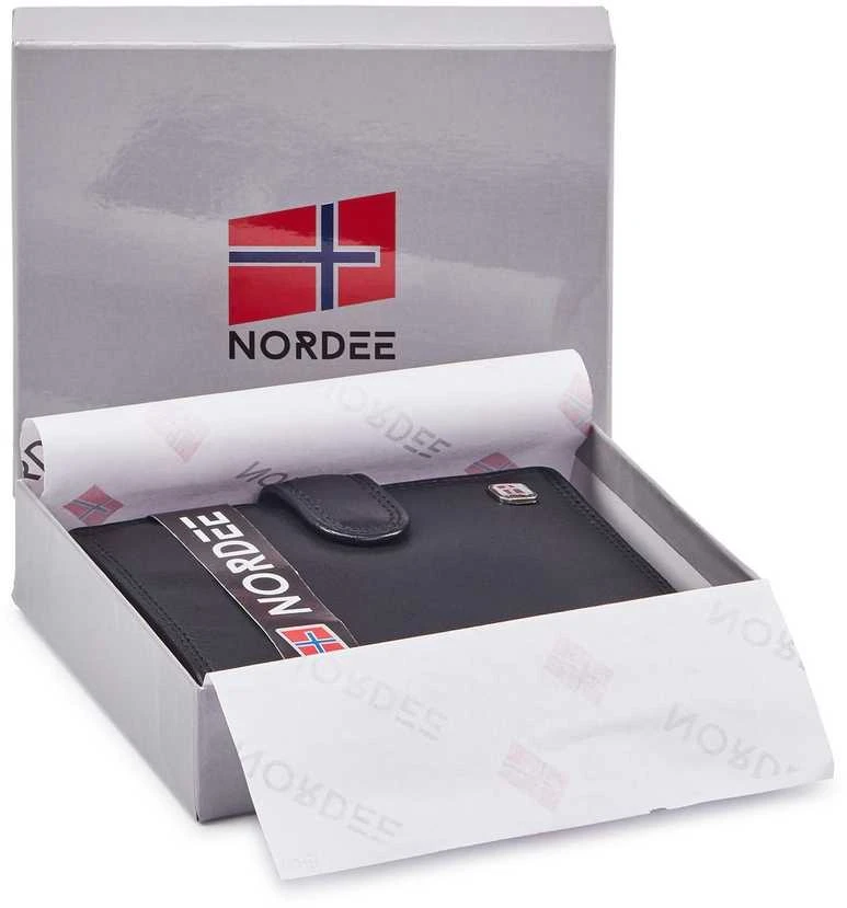 Natūralios odos vyriška piniginė RFID Nordee GW-02, juoda