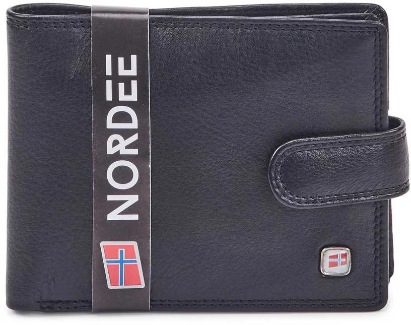 Natūralios odos vyriška piniginė RFID Nordee GW-11, juoda