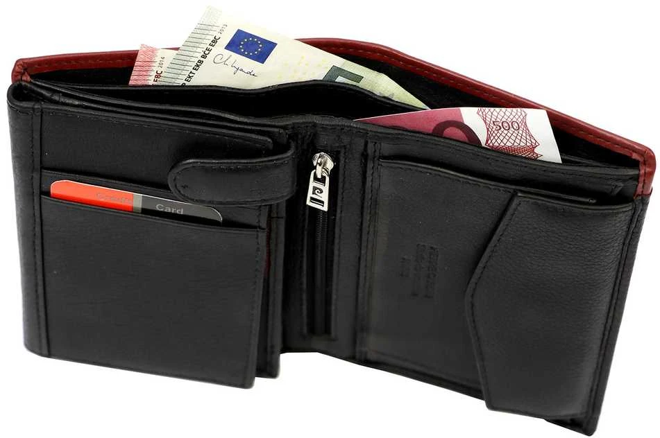 Natūralios odos vyriška piniginė RFID Pierre Cardin TILAK14 326, juoda + raudona