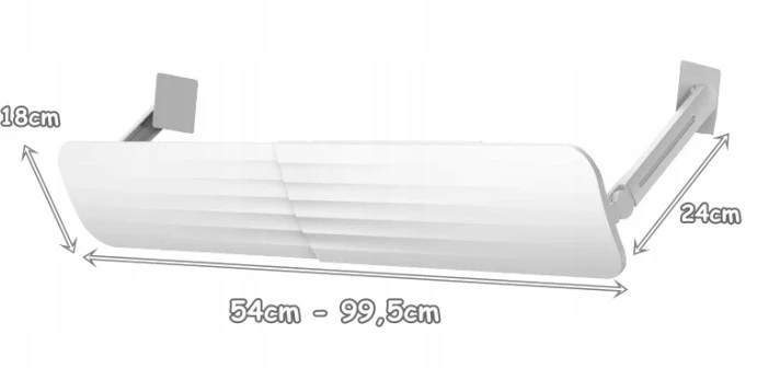 Reguliuojamas kondicionieriaus oro srauto deflektorius 53–99,5 cm, baltas