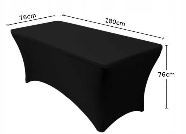 Tamprus užvalkalas banketiniam stalui, juodas, 180x76 cm