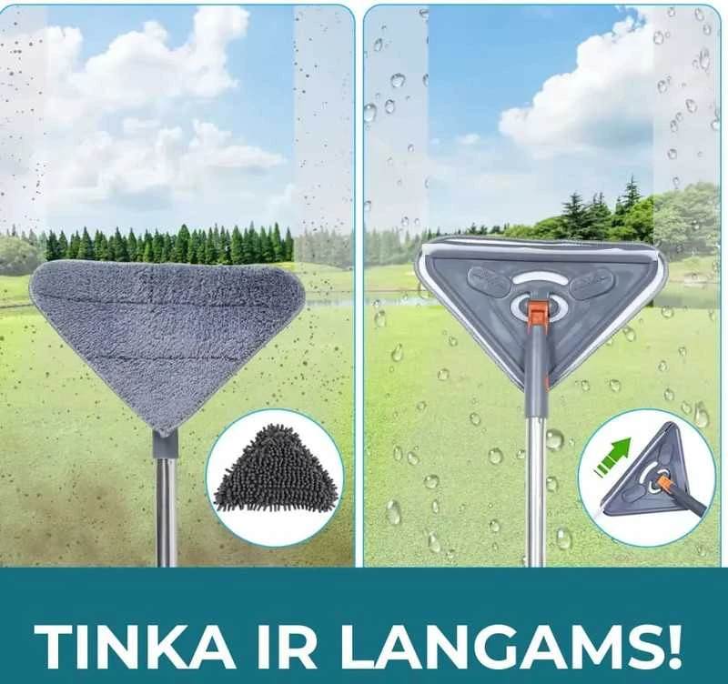 Trikampė valymo šluota + 6 šluostės