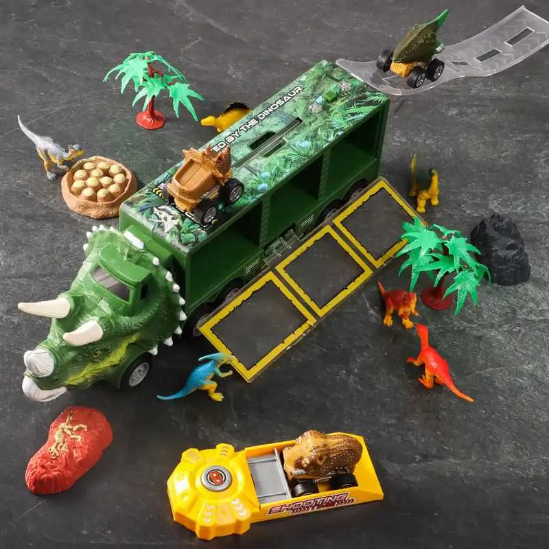 Vaikiškas žaislinis sunkvežimis su dinozaurais